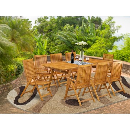 INVERNADERO 9 Piece Denison Outdoor Dining Table Set - Natural Oil IN2243223